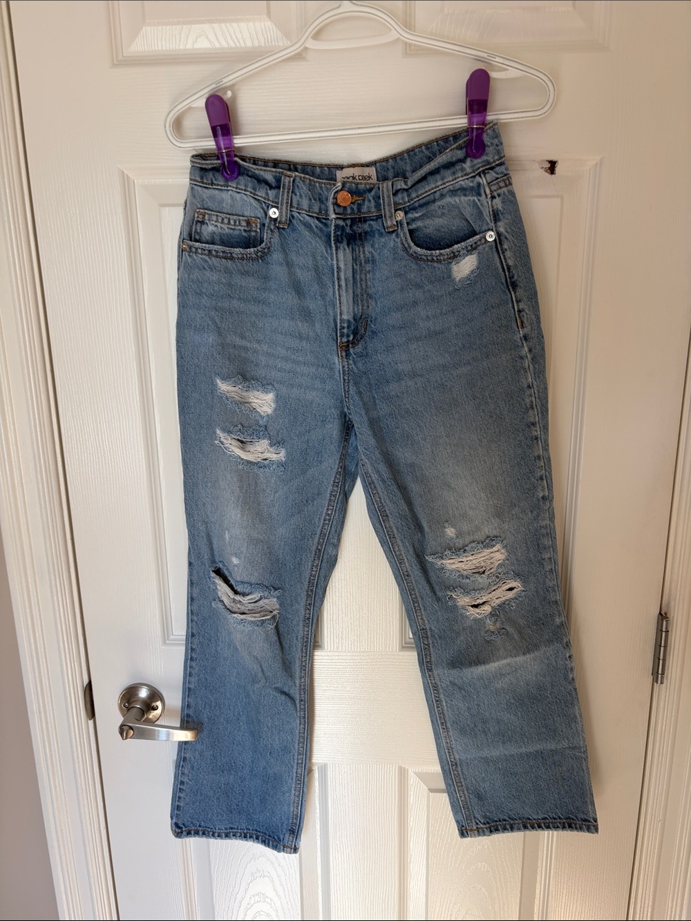 Sneak Peek Light Blue Distressed Boyfriend Jeans